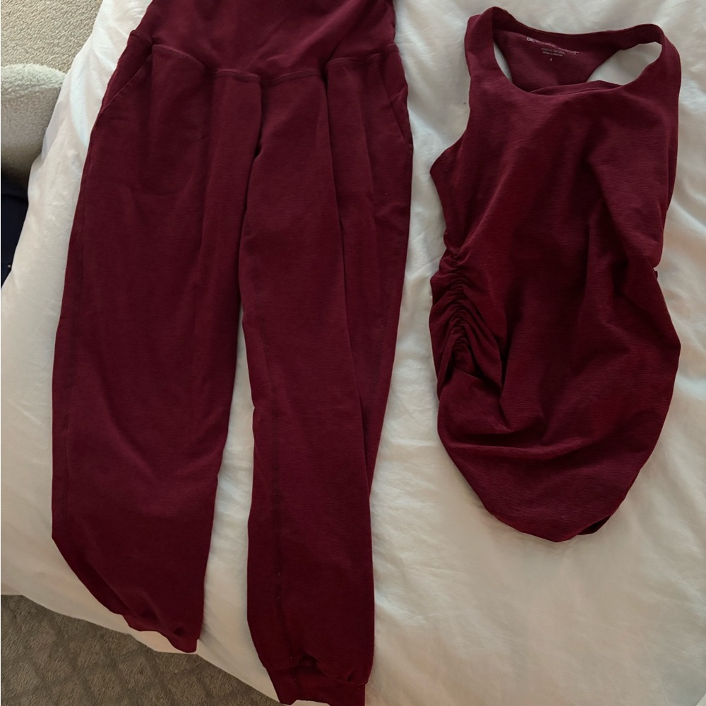 Beyond the Bump Maternity Spacedye Midi Jogger with matching Bases Covered tank